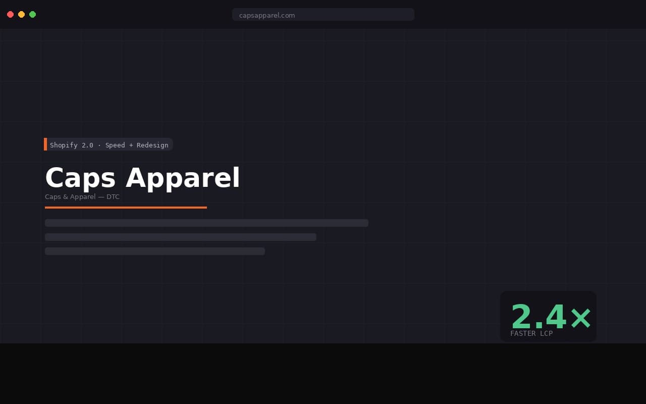 Caps Apparel Shopify store
